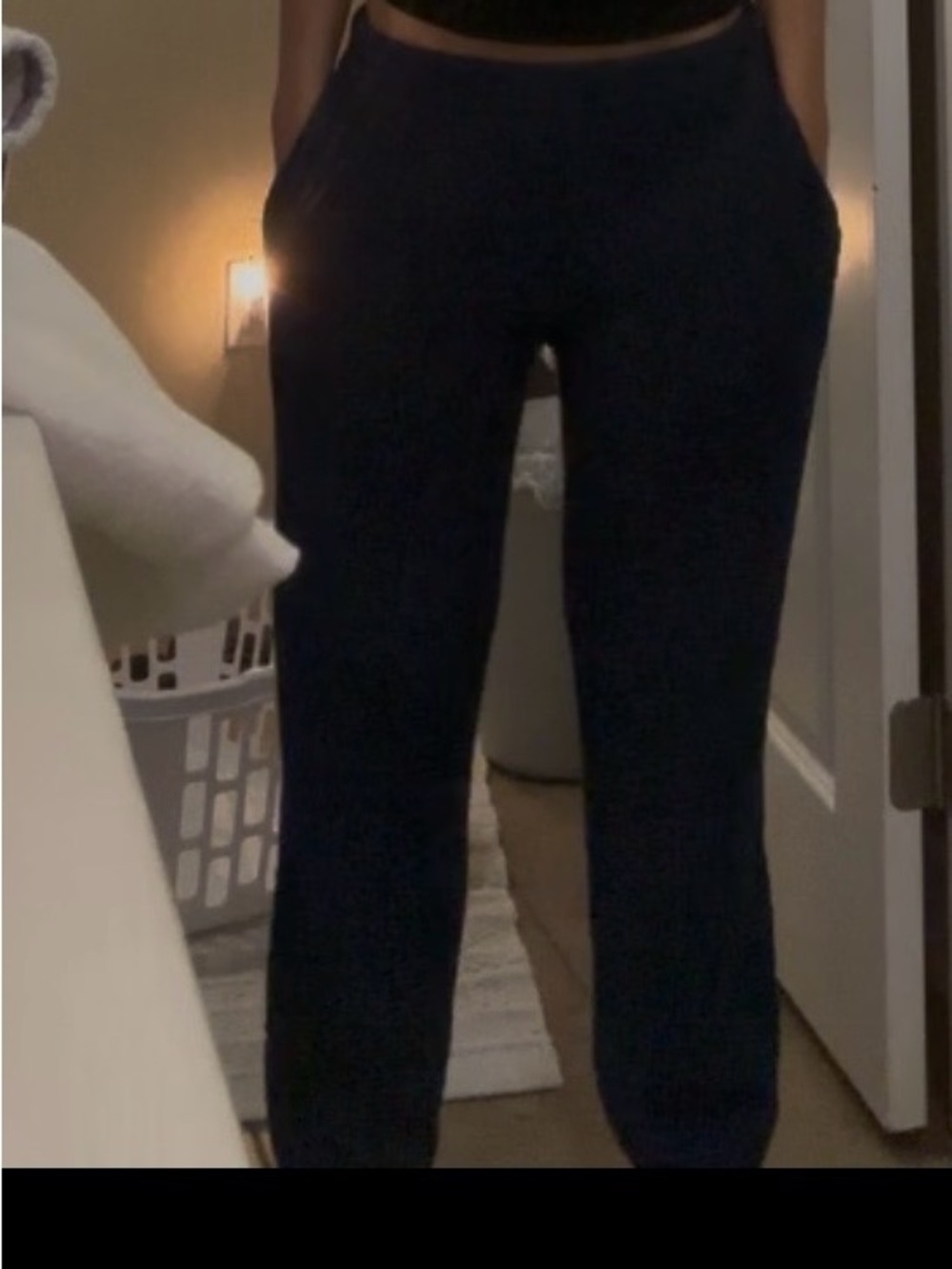 Navy Ribbed Knit Pants - Picture 2 of 6